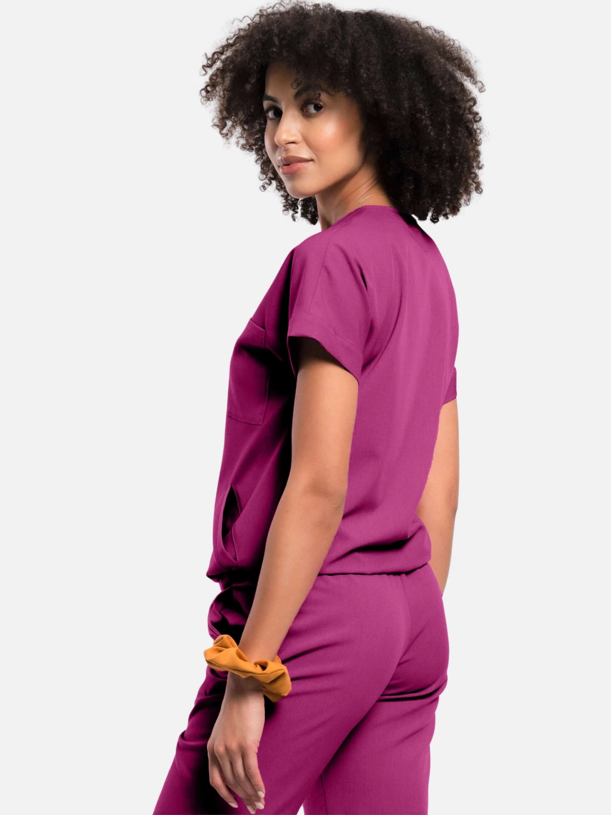 Bluza medyczna damska WELT deep rose bok